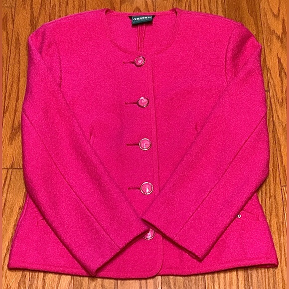 Women’s Size 38 GEIGER COLLECTION Pure New Wool Austrian Pink Button Up Sweater - Picture 3 of 16